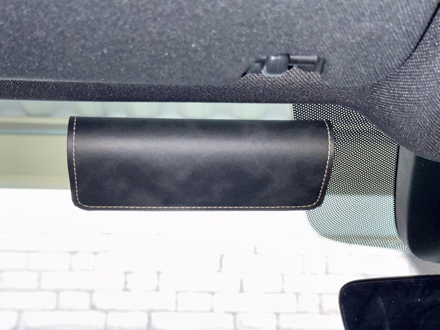 Magnetic Leather Car Glasses Case, Contrast Stitch