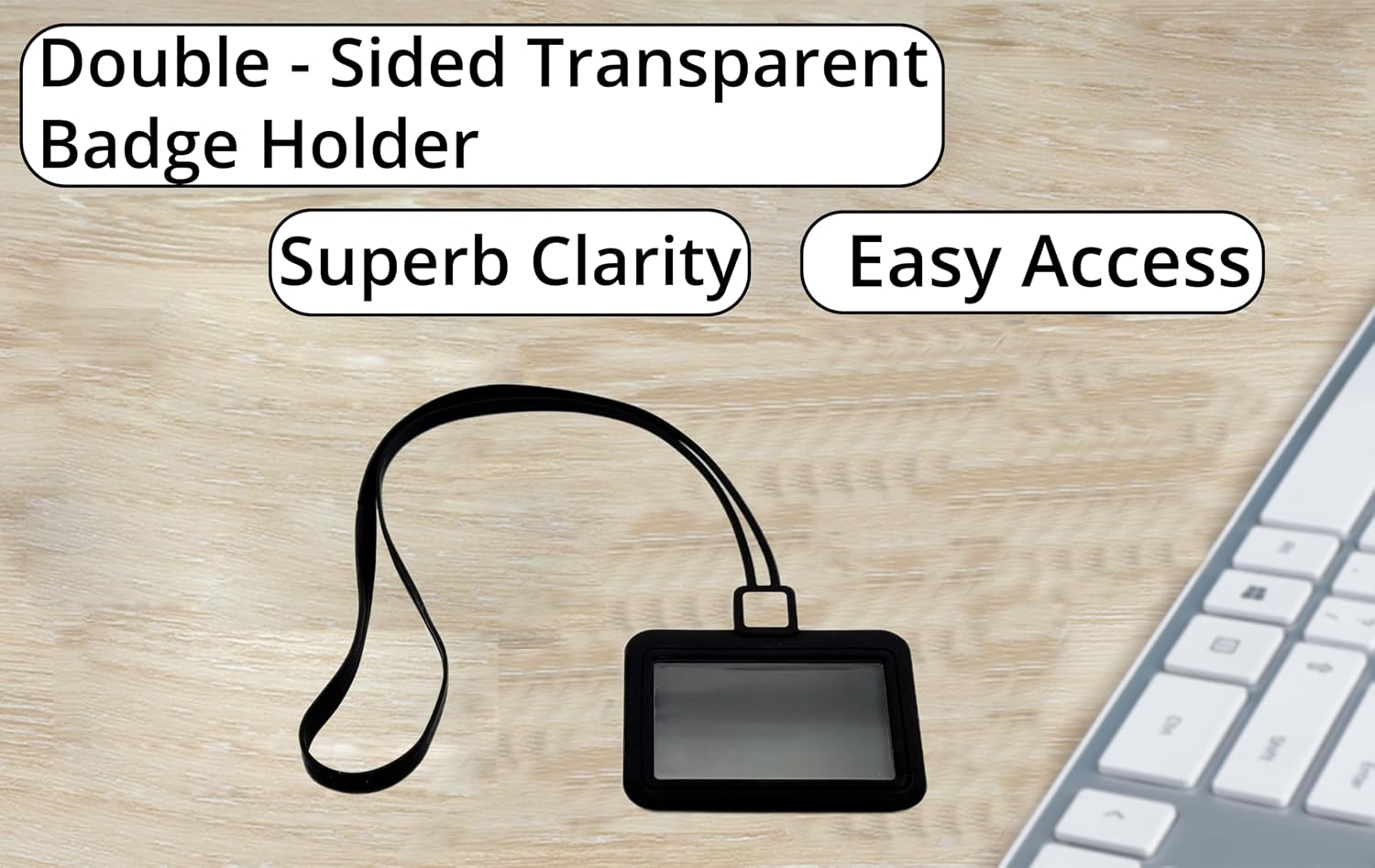 Clear Dual-Layer ID Badge Holder with Lanyard