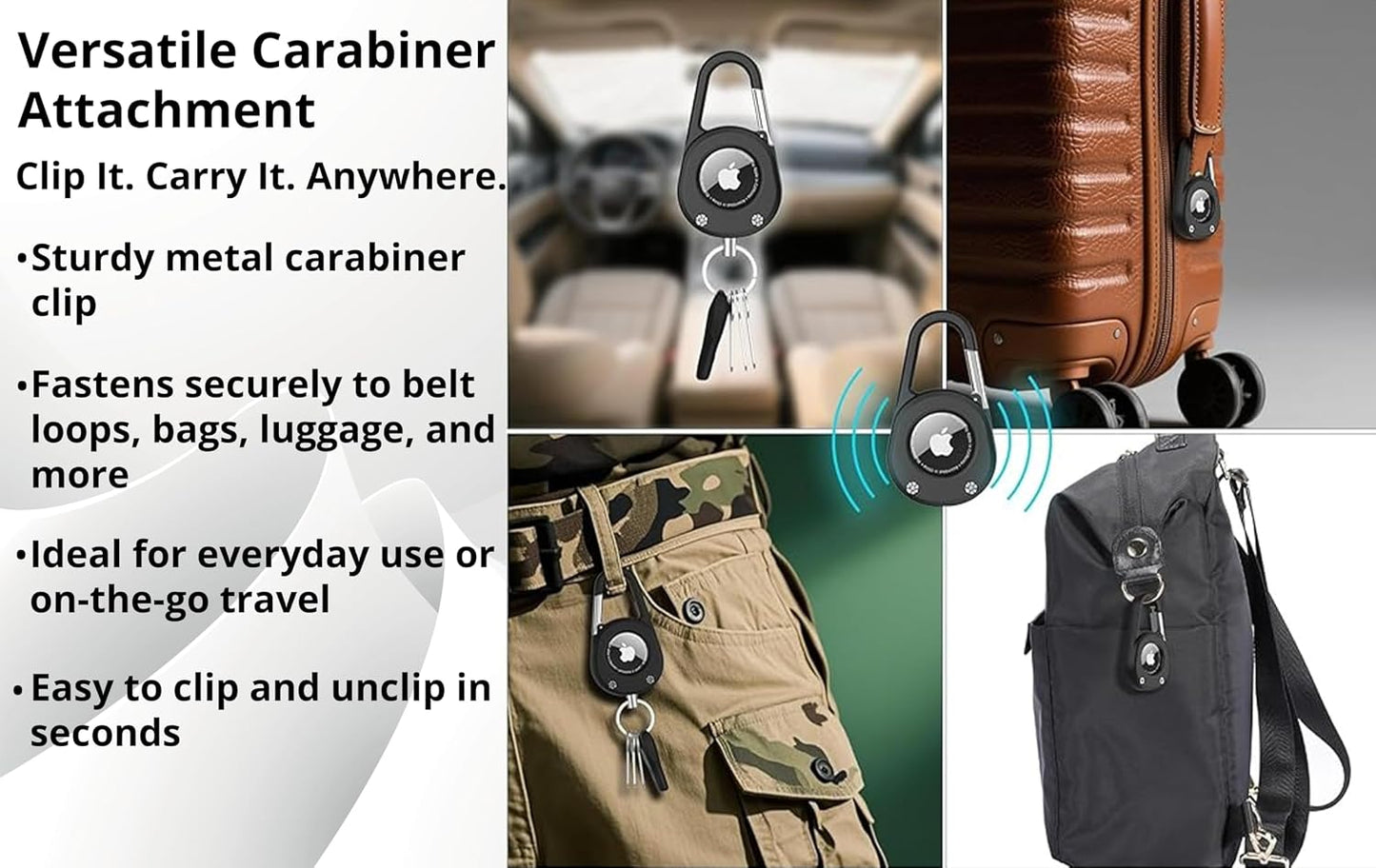 AirTag Holder Case with Metal Carabiner