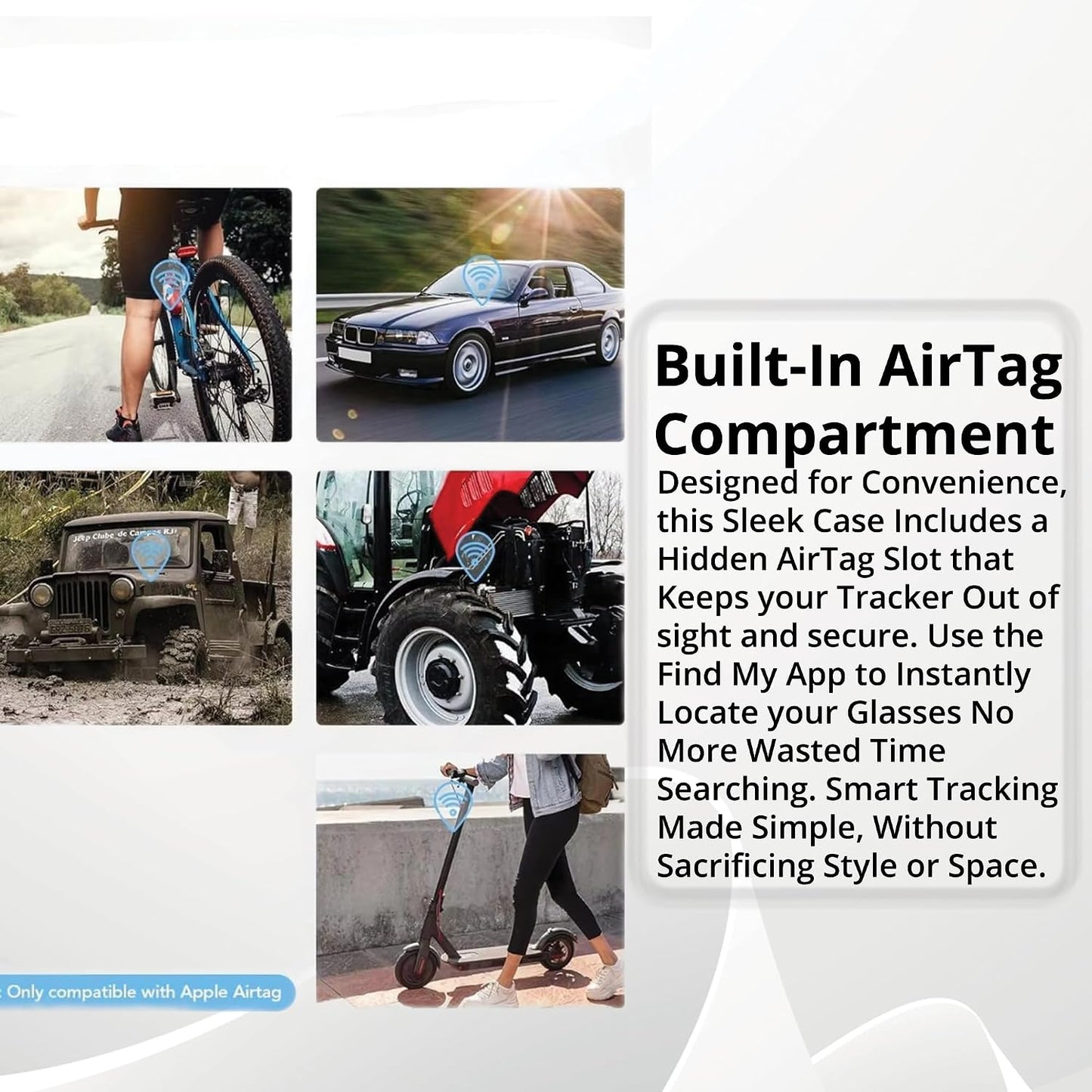 Hard-Shell Sunglasses Case with AirTag Holder