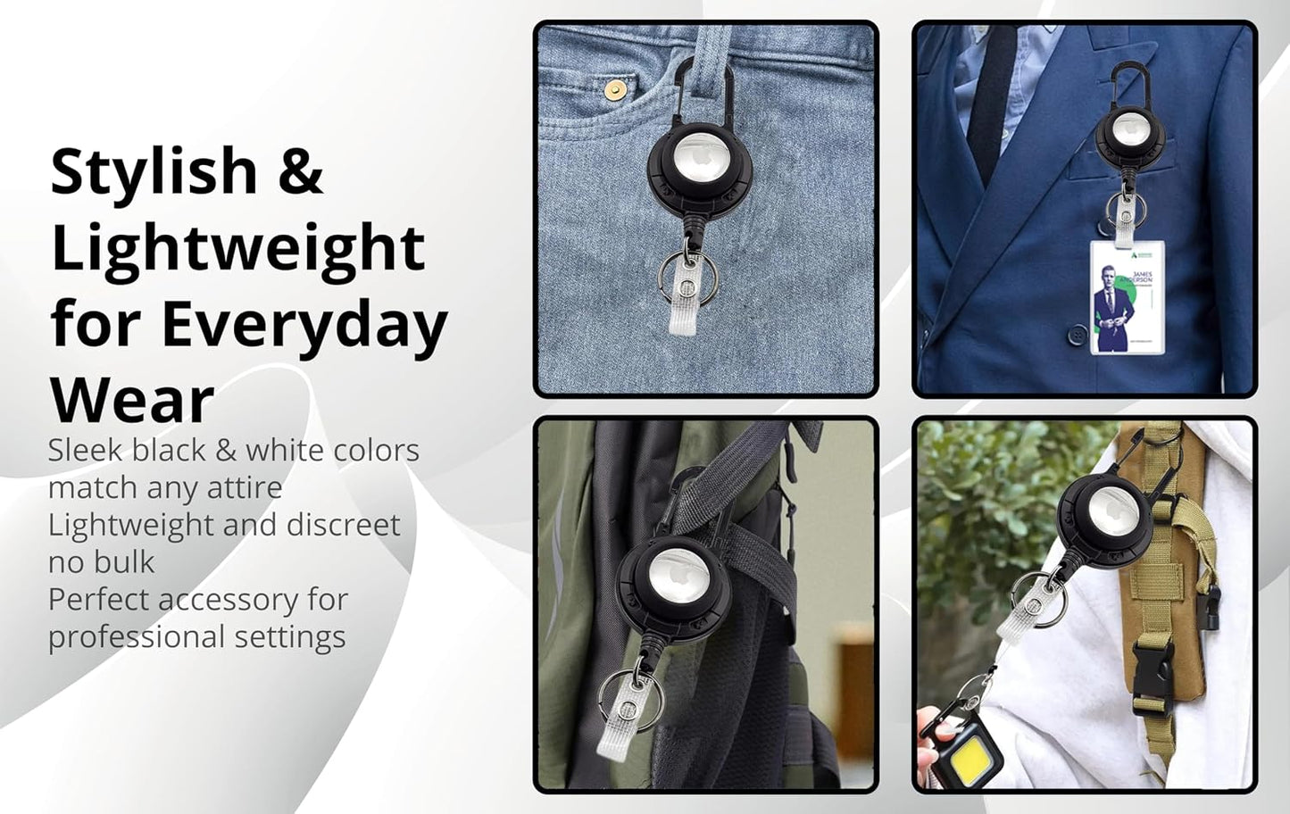 Carabiner ID Badge Reel with AirTag Holder
